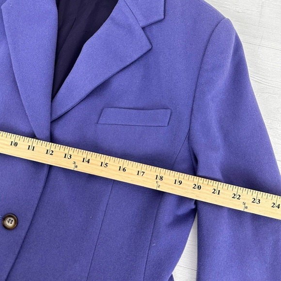 LL Bean Blazer Jacket Women Size 16 Petite Purple 3 Button Wool Cashmere Blend - Picture 10 of 14